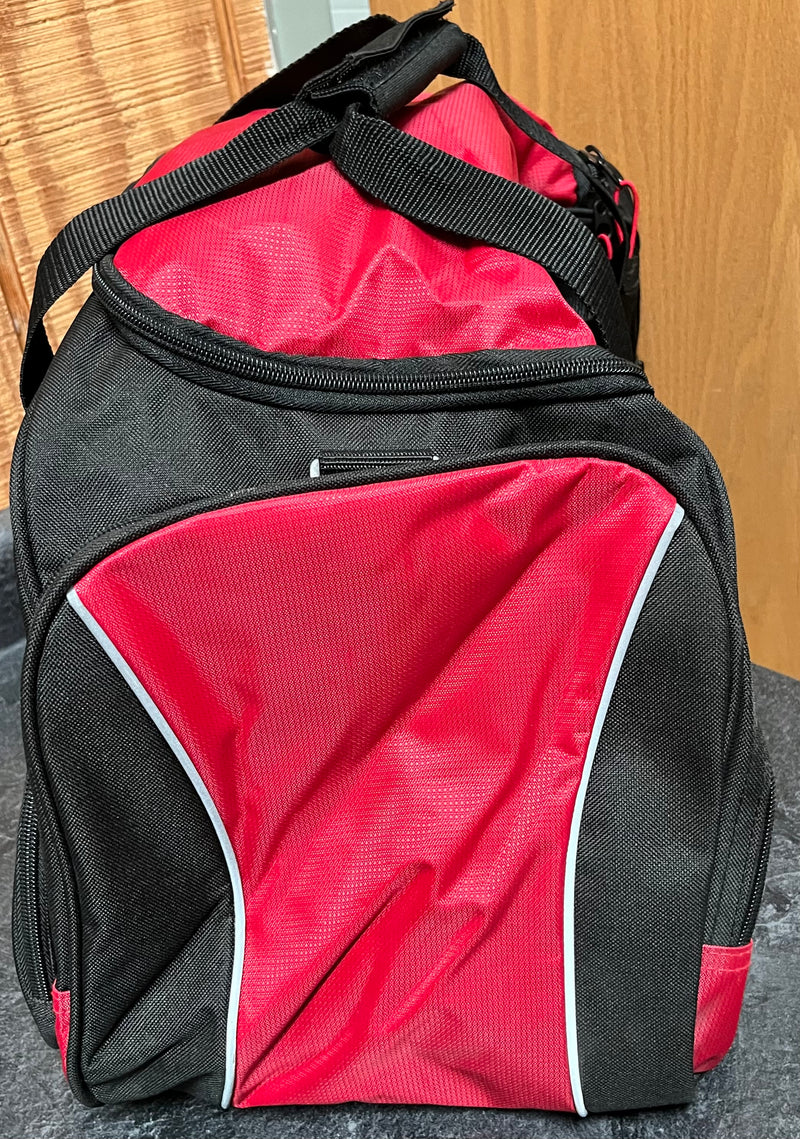 Load image into Gallery viewer, Port &amp; Co. Trophy Gear Bag - Black/Red - National Little Britches Rodeo
