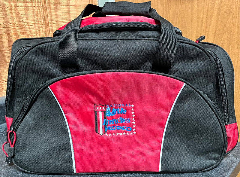 Load image into Gallery viewer, Port &amp; Co. Trophy Gear Bag - Black/Red - National Little Britches Rodeo
