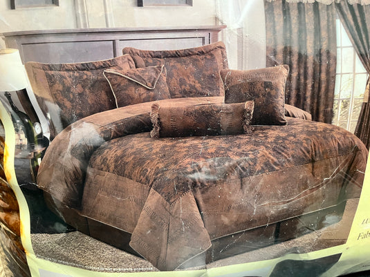 Micro Suede 7-Piece California King Comforter Set - Lavish Brown