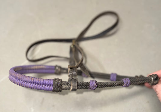Used Braided Nose Double Rope Noseband - Black/Purple