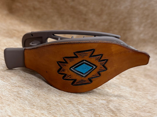 Flat Tooled Leather Claw Hair Clip - Gray - Southwest Diamond