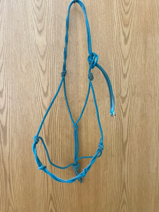 Used Knotted Rope Halter - Blue