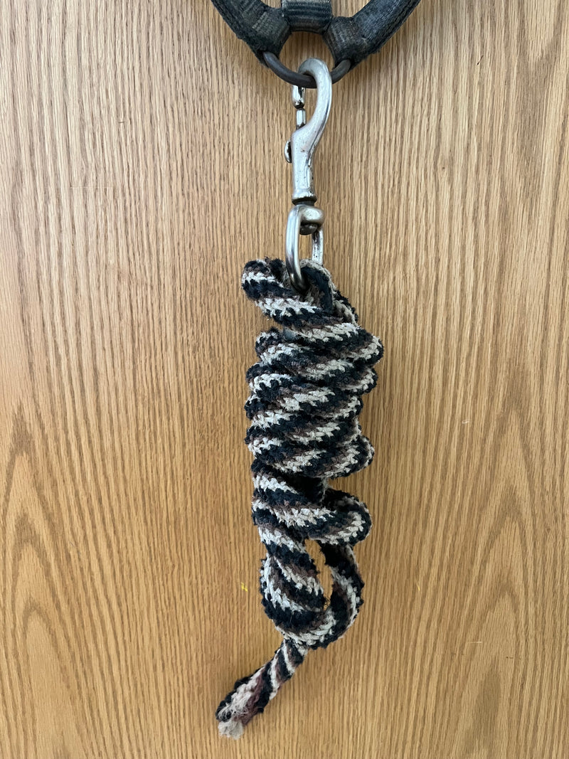 Load image into Gallery viewer, Used Nylon Halter &amp; Lead - Black/White/Black
