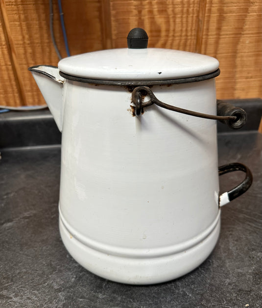 Vintage White Enamel Coffee Pot