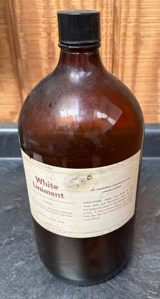 Vintage One Gallon White Liniment Bottle