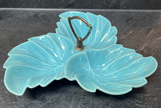 Sylvan's Pasadena Mid-Century Leaf Pottery Dish - Turquoise