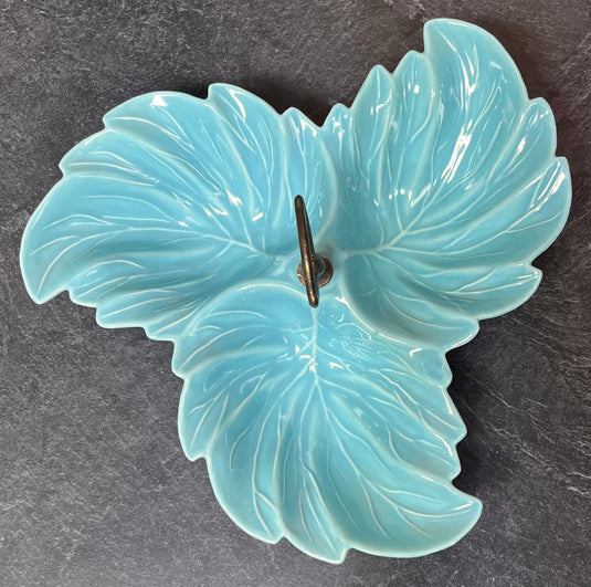 Sylvan's Pasadena Mid-Century Leaf Pottery Dish - Turquoise