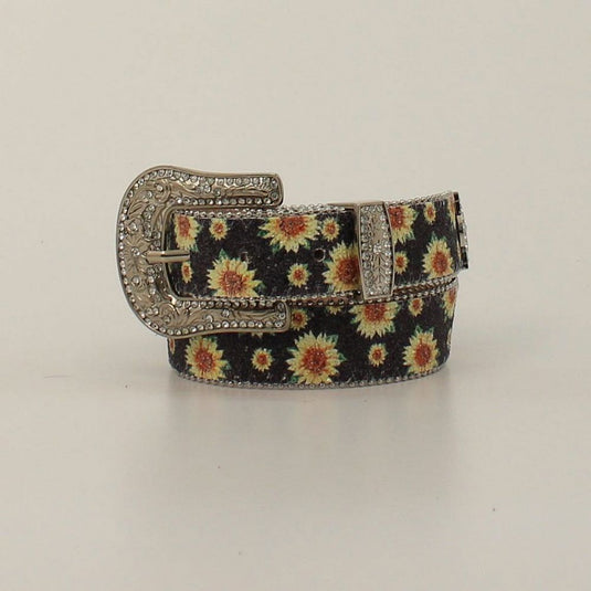 Angel Ranch 1-1/4" Glitter Sunflower Belt - Black
