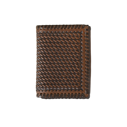 3D Tri-Fold Basket Weave Wallet - Sunburst Brown