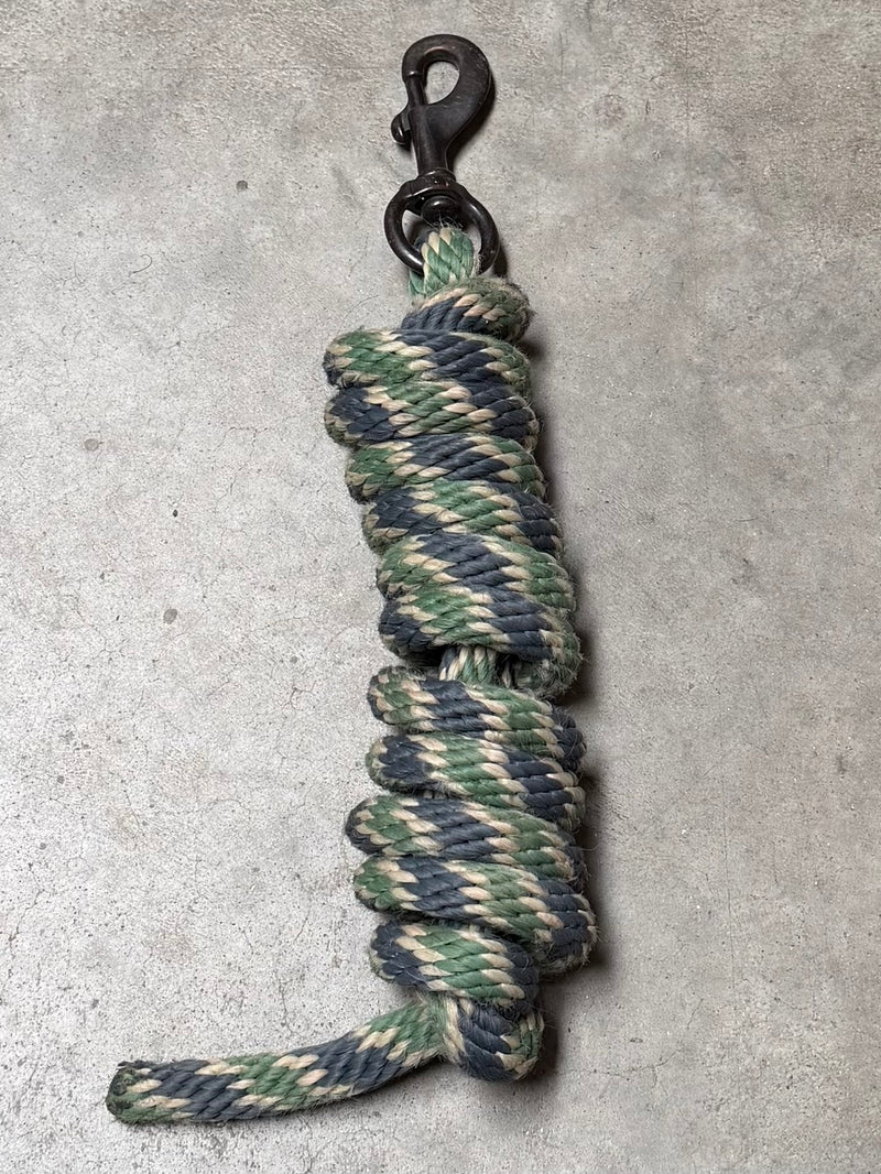 Load image into Gallery viewer, Used Weaver Poly Lead Rope - 10’ - Blue/Green/White
