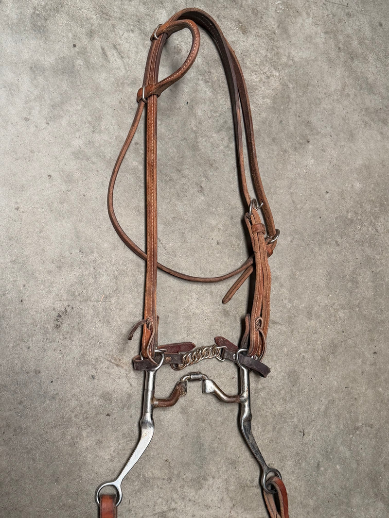 Load image into Gallery viewer, Used Bridle Set - One Ear with Throatlatch, TOKLAT Mylers Correctional Wide Port Bit, Split Reins
