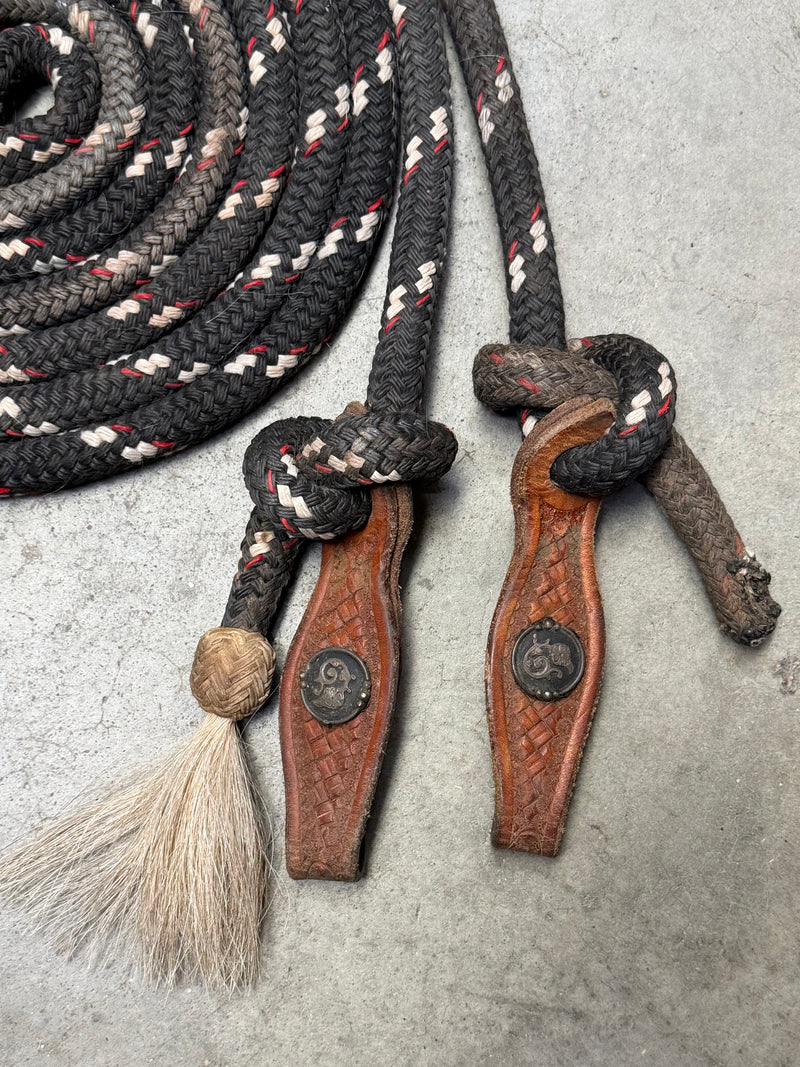 Load image into Gallery viewer, Used Mecate w/ Clint Mortenson Slobber Straps - Black/White/Red
