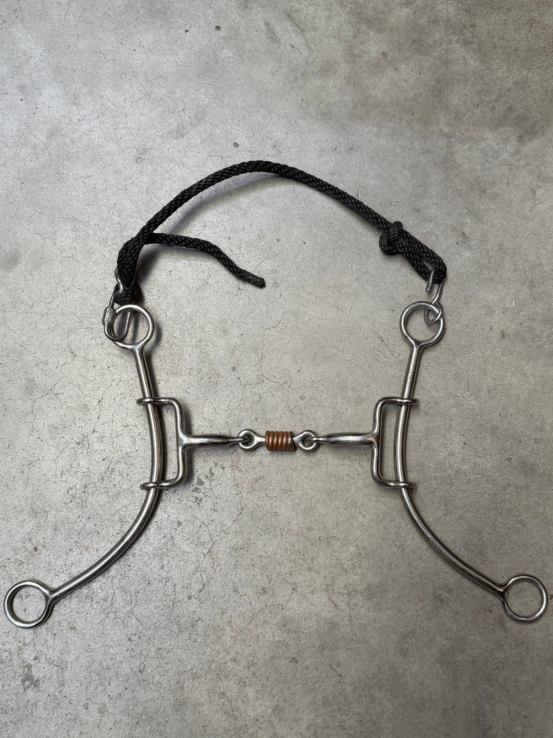 Load image into Gallery viewer, Used L&amp;S Three Piece Dogbone Roller Full Cheek Gag Bit

