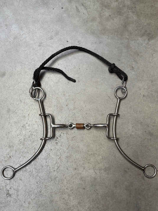 Used L&S Three Piece Dogbone Roller Full Cheek Gag Bit