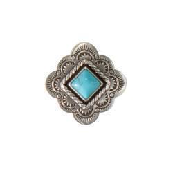 Double S Diamond Scarf Slide Concho - Turquoise Stone