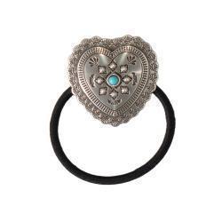 Double S Heart & Turquoise Bead Scarf Slide