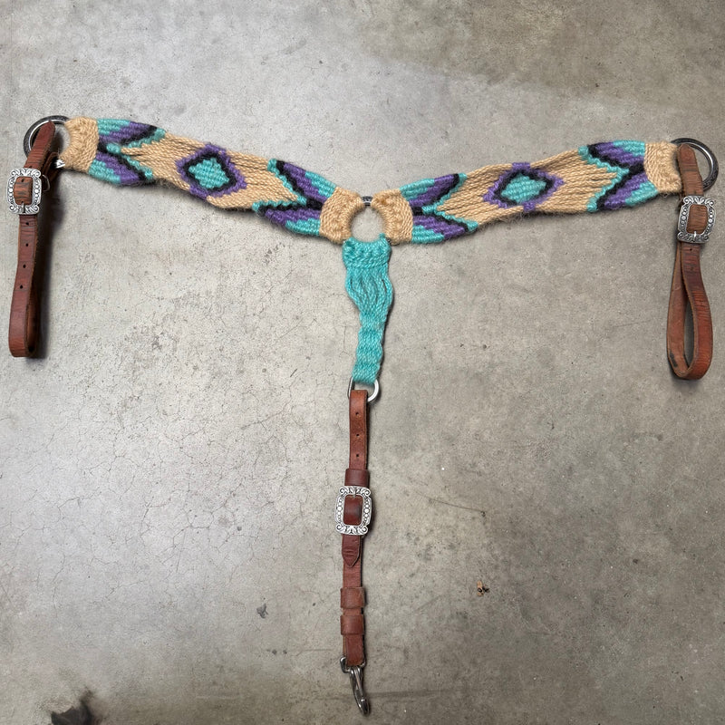 Load image into Gallery viewer, Used Tyler Rice Mohair Breast Collar - Natural/Purple/Turquoise

