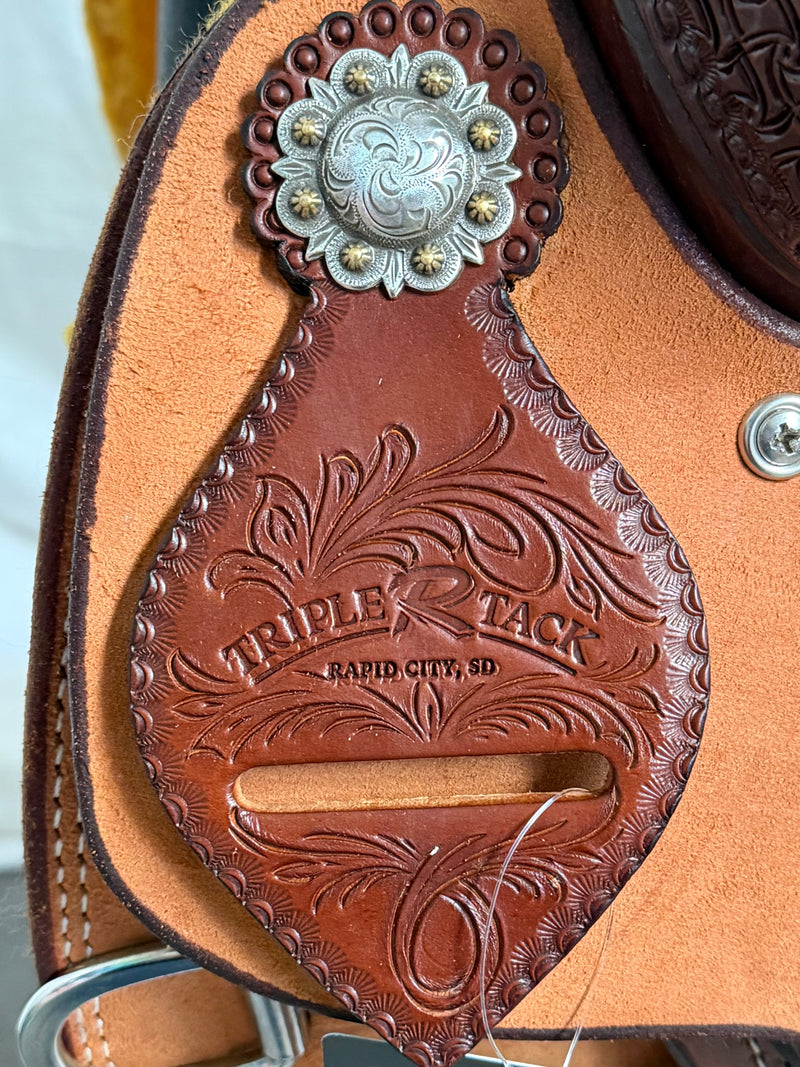 Load image into Gallery viewer, Triple R Geometric/Spider Team Roper Saddle 13"
