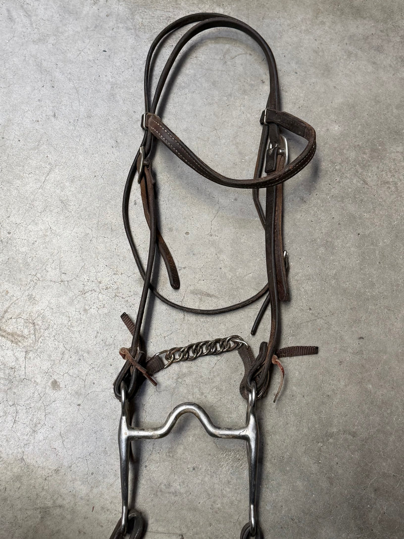 Load image into Gallery viewer, Used Bridle Set - Browband, Solid Port Bit, Split Reins
