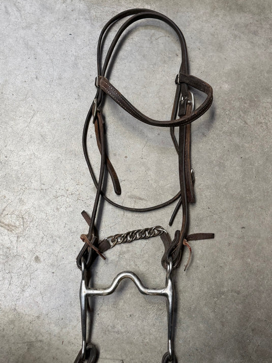Used Bridle Set - Browband, Solid Port Bit, Split Reins