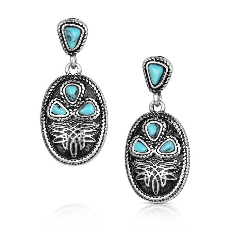 Load image into Gallery viewer, Montana Silversmith's Boot Stitch Turquoise Earrings
