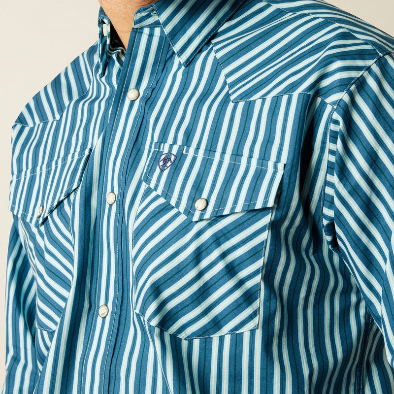 Load image into Gallery viewer, Ariat Mens Raleigh Classic Fit Long Sleeve Snap Shirt - Teal
