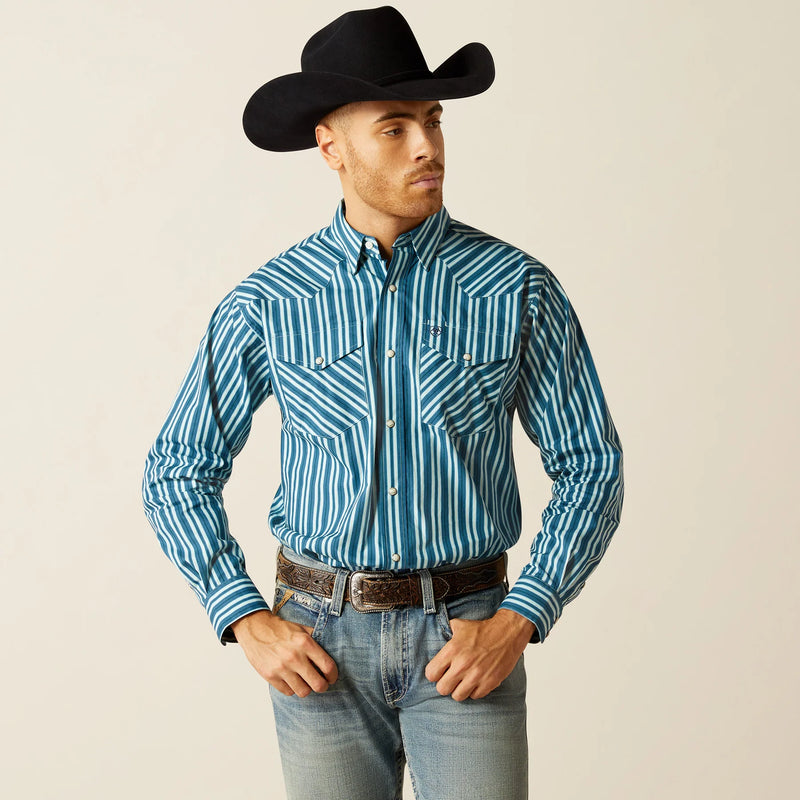 Load image into Gallery viewer, Ariat Mens Raleigh Classic Fit Long Sleeve Snap Shirt - Teal
