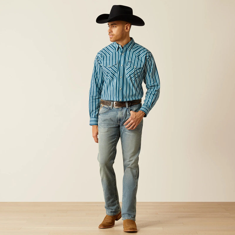 Load image into Gallery viewer, Ariat Mens Raleigh Classic Fit Long Sleeve Snap Shirt - Teal
