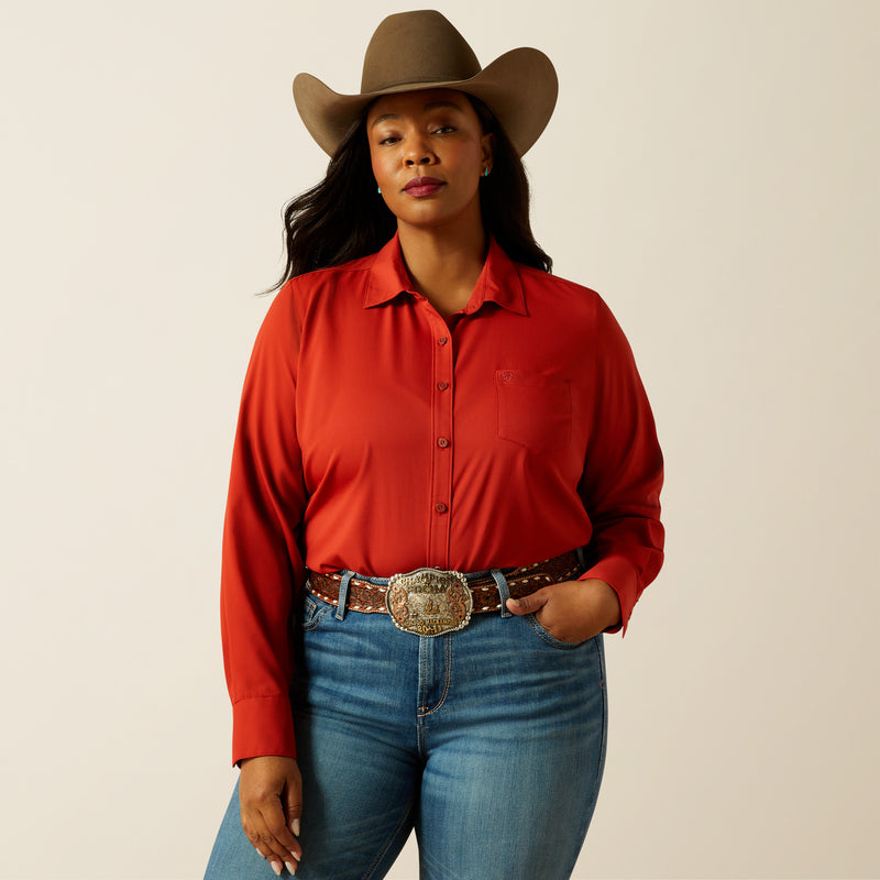 Load image into Gallery viewer, Ariat Womens Kirby Pro Solid Shirt - Ketchup
