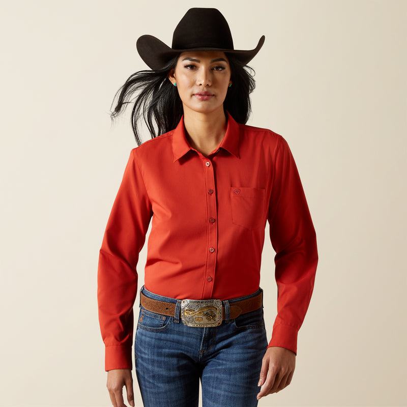 Load image into Gallery viewer, Ariat Womens Kirby Pro Solid Shirt - Ketchup
