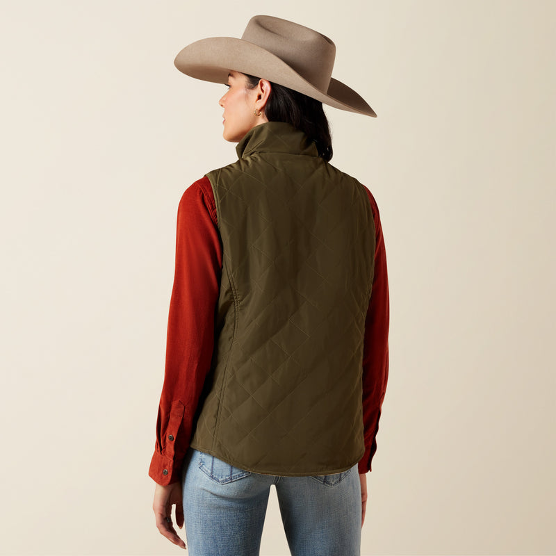 Load image into Gallery viewer, Ariat Womens Dilon 2.0 Insulated Reversible Vest - Ivy Green/Wild Horses Print
