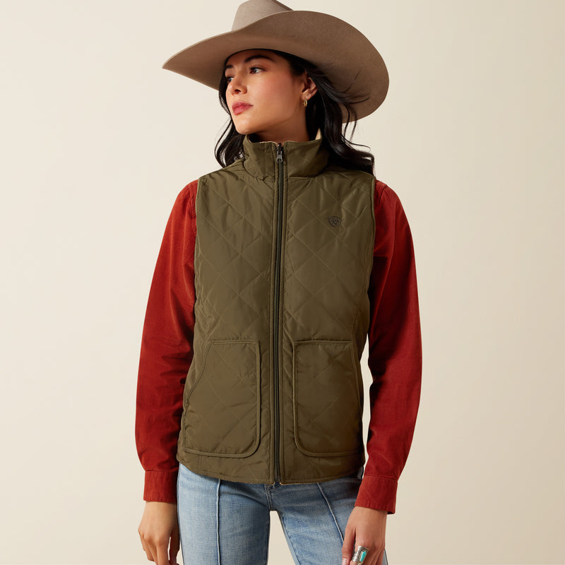 Load image into Gallery viewer, Ariat Womens Dilon 2.0 Insulated Reversible Vest - Ivy Green/Wild Horses Print

