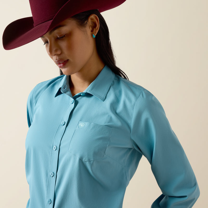 Load image into Gallery viewer, Ariat Womens Kirby Pro Solid Shirt - Adriatic Blue
