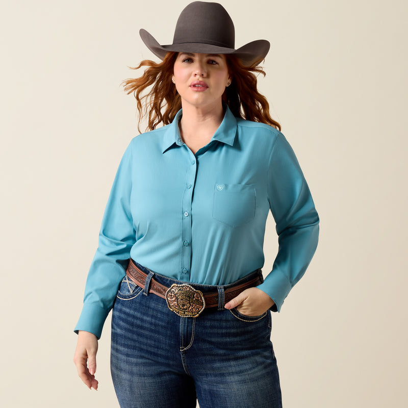Load image into Gallery viewer, Ariat Womens Kirby Pro Solid Shirt - Adriatic Blue
