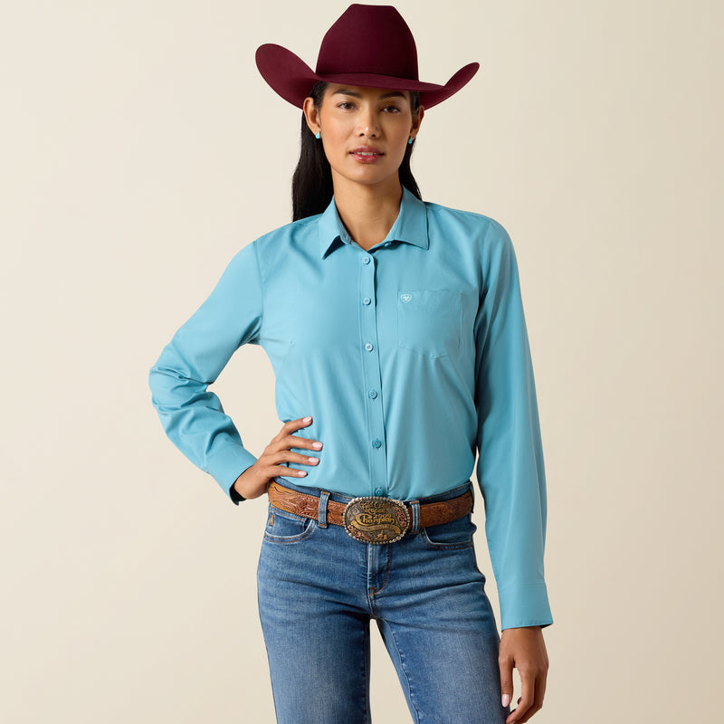 Load image into Gallery viewer, Ariat Womens Kirby Pro Solid Shirt - Adriatic Blue

