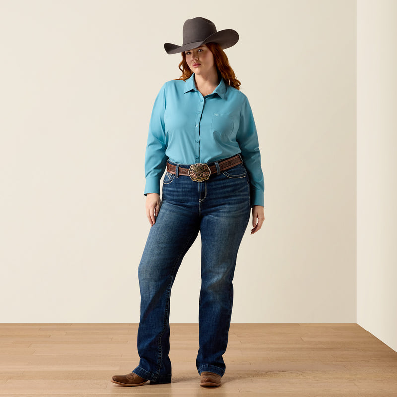 Load image into Gallery viewer, Ariat Womens Kirby Pro Solid Shirt - Adriatic Blue
