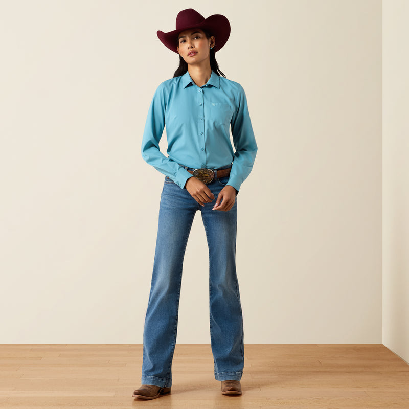 Load image into Gallery viewer, Ariat Womens Kirby Pro Solid Shirt - Adriatic Blue
