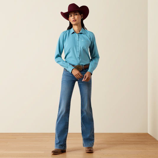 Ariat Womens Kirby Pro Solid Shirt - Adriatic Blue