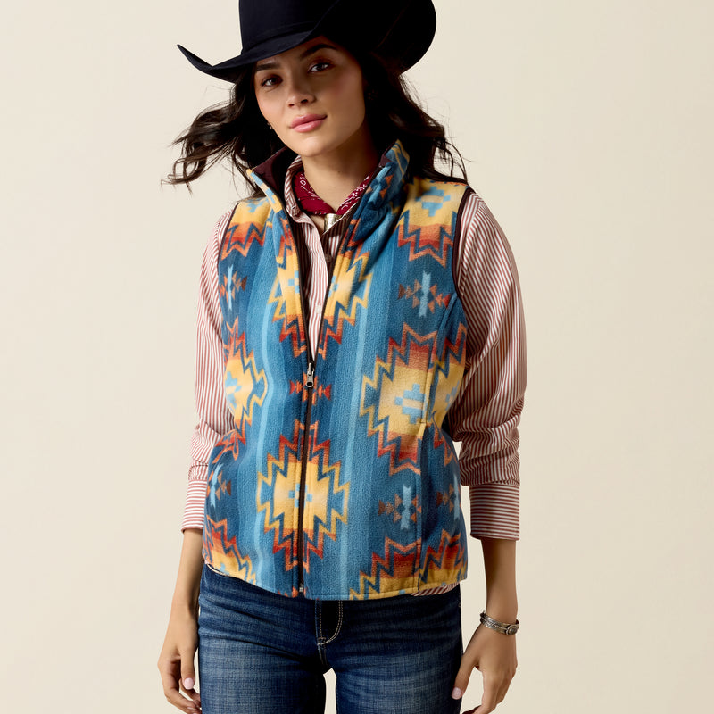 Load image into Gallery viewer, Ariat Womens Dilon 2.0 Insulated Reversible Vest - Chocolate Plum/Lakeside Southwest
