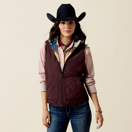 Ariat Womens Dilon 2.0 Insulated Reversible Vest - Chocolate Plum/Lakeside Southwest