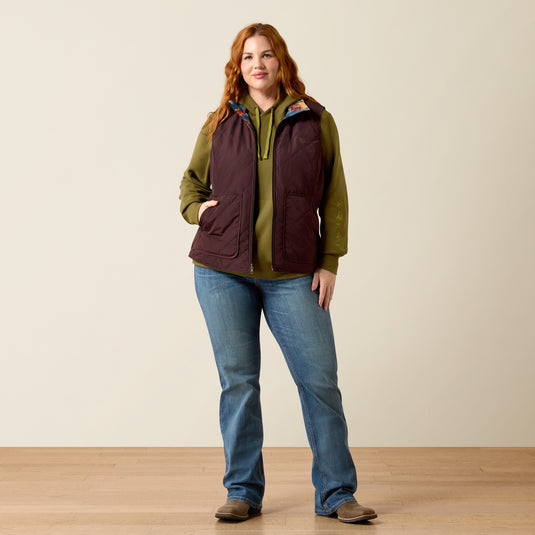 Ariat Womens Dilon 2.0 Insulated Reversible Vest - Chocolate Plum/Lakeside Southwest