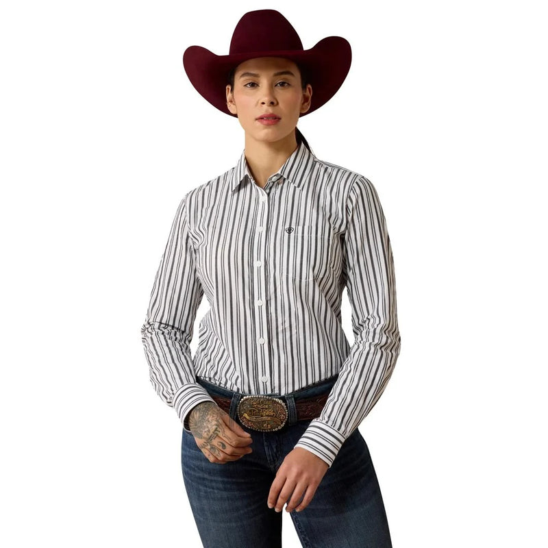 Load image into Gallery viewer, Ariat Womens Kirby Stripe Shirt - Black/White
