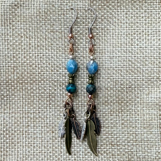Rocky Mountain Jewelry Turquoise Apatite Feather Earrings