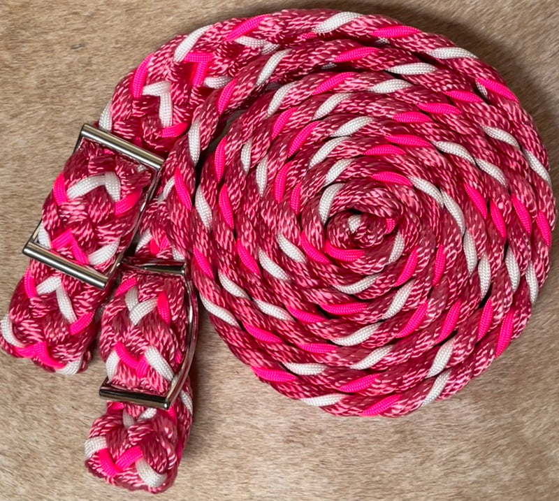 Load image into Gallery viewer, Gale Beebe 9 Plait Flat Braided Barrel Reins
