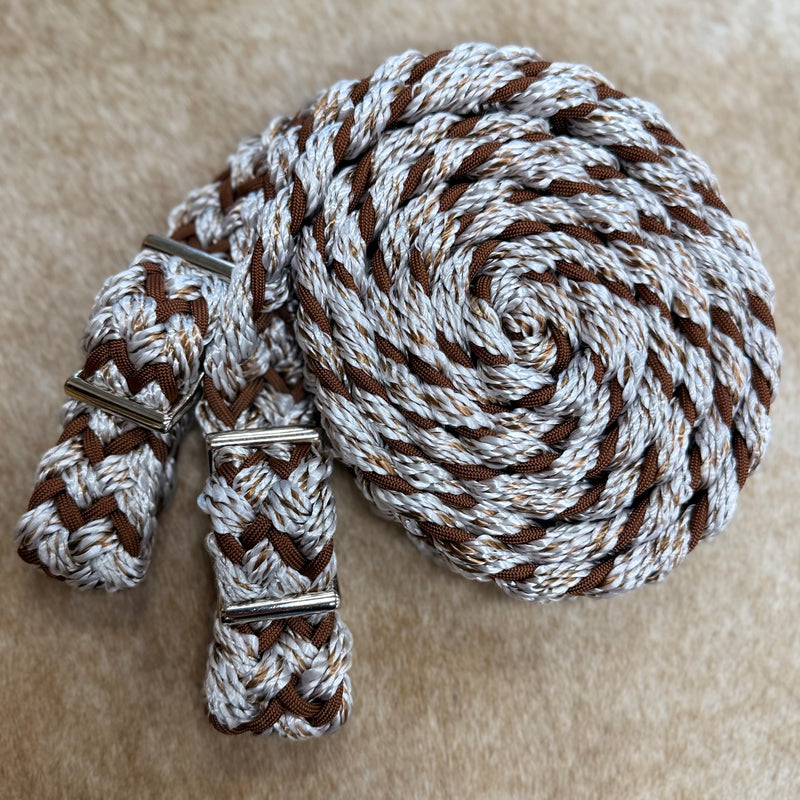 Load image into Gallery viewer, Gale Beebe 9 Plait Flat Braided Barrel Reins
