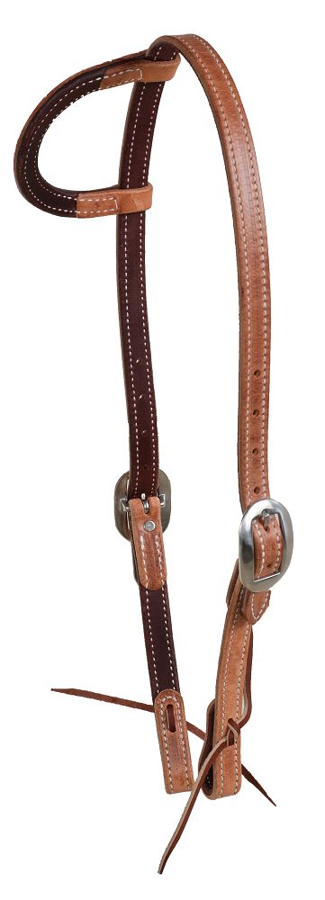 Berlin Doubled & Stitched Harness Latigo One Ear Headstall with Tie - 3/4