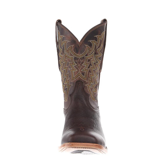 Tony Lama 11" Alfredo Brown American Bison Wide Square Toe Boot - Brown