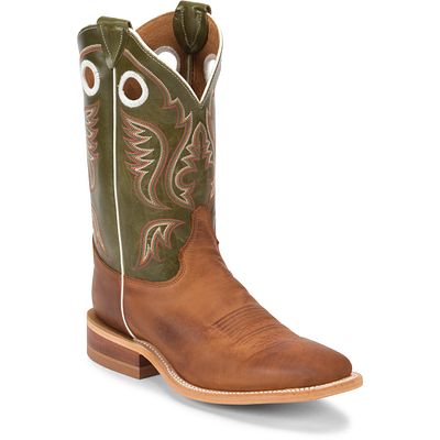 Justin 11" Bent Rail Austin Square Toe Cowhide Boot - Cognac