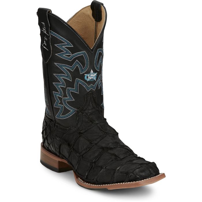 Load image into Gallery viewer, Justin 11" George Strait Ocean Front Pirarucu Boot - Black
