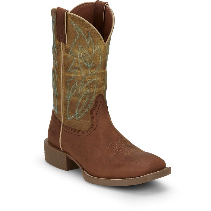 Load image into Gallery viewer, Justin 11" Canter Water Buffalo Square Toe Boot - Brown
